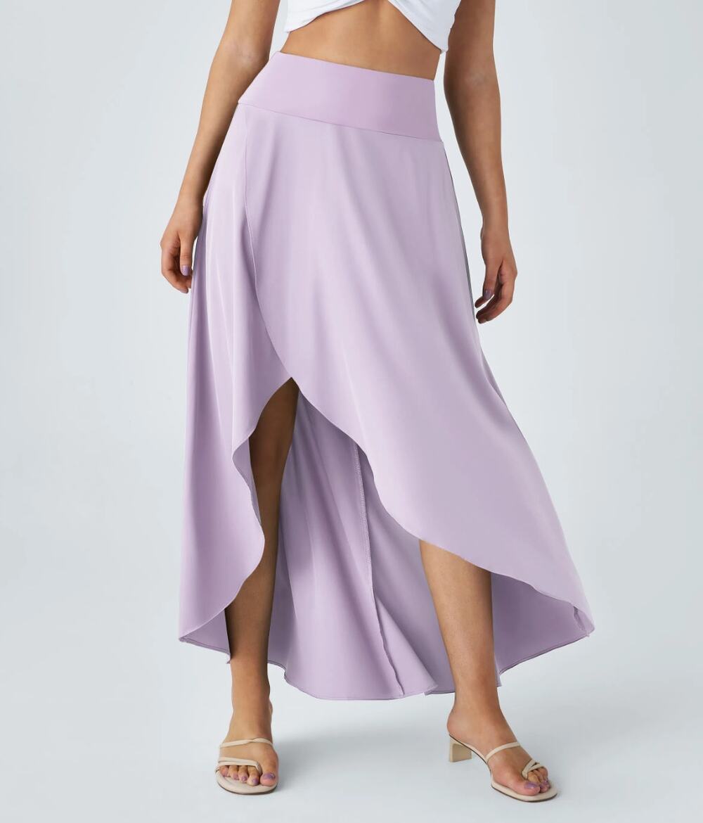Halara Breezeful Ruffle Maxi Skirt Shorts Flowy Lavender XL Casual Resort